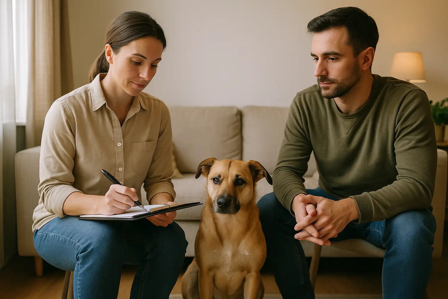 Evaluación de adiestramiento canino en Madrid con una pareja y su perro en casa